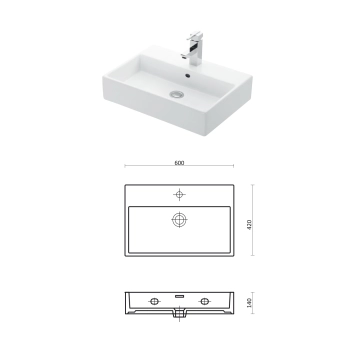 Шкаф за баня с мивка Хюстън 2 60см бял/дървесен цвят ТРИАНО